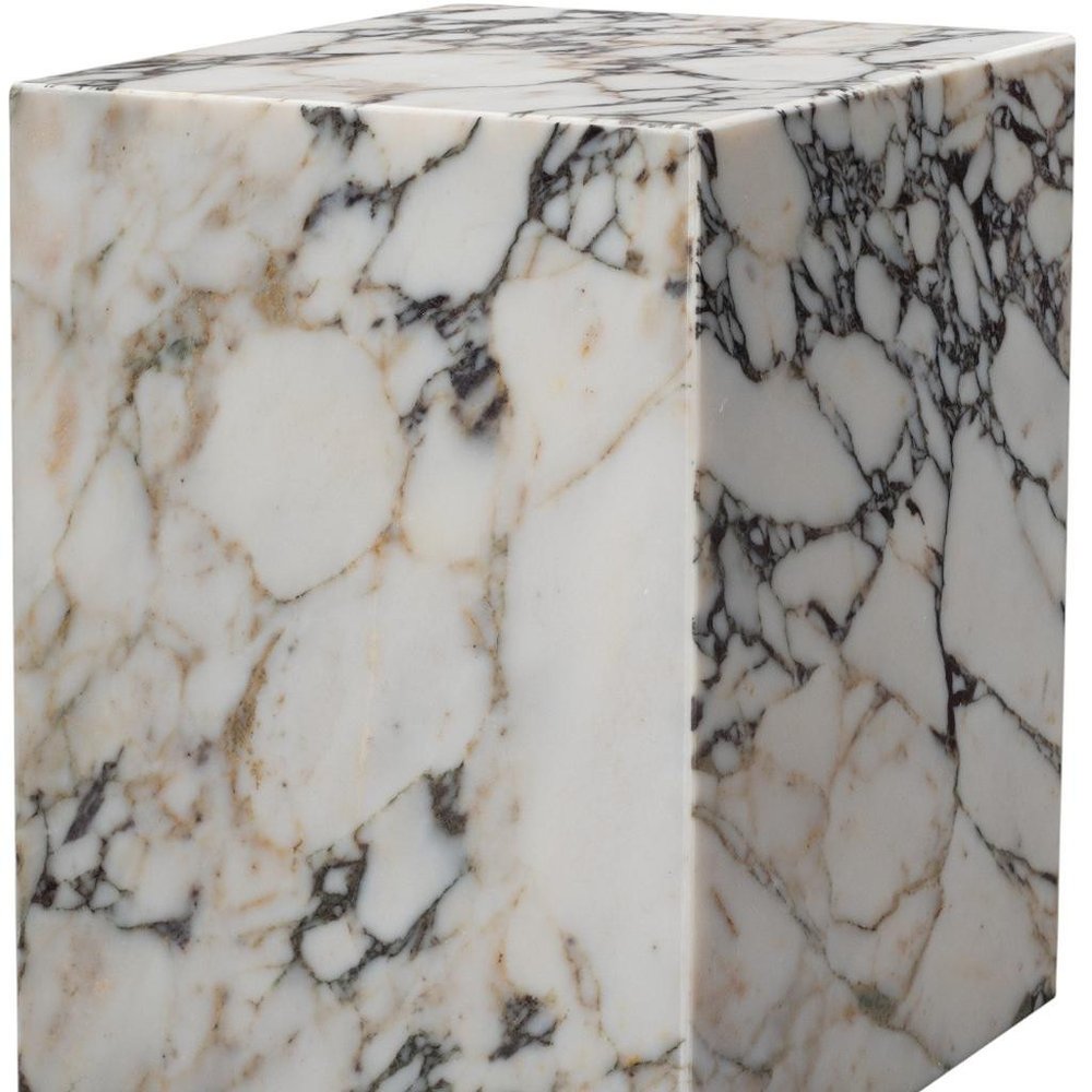 20" Ivory Marble Block End Table