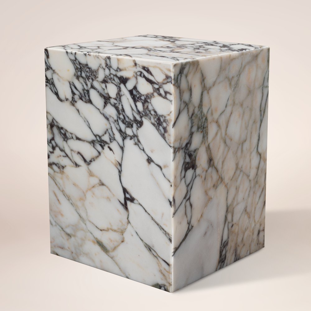20" Ivory Marble Block End Table