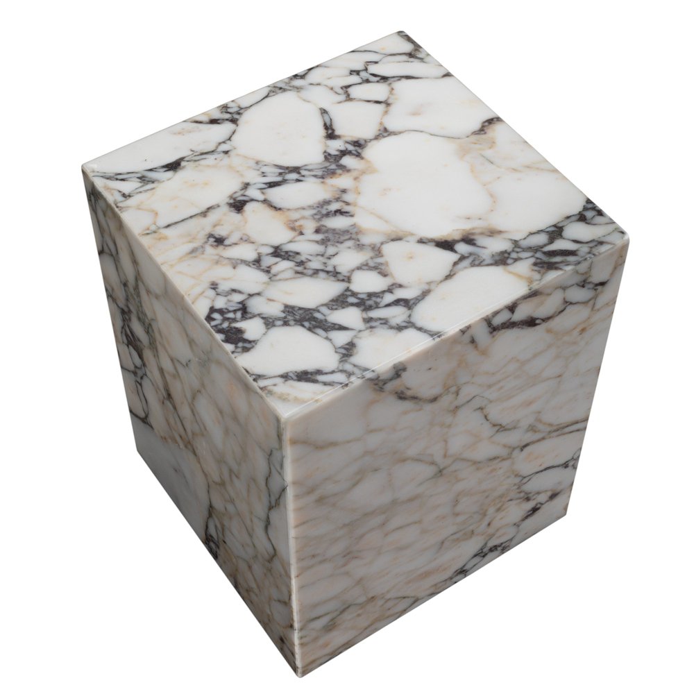 20" Ivory Marble Block End Table