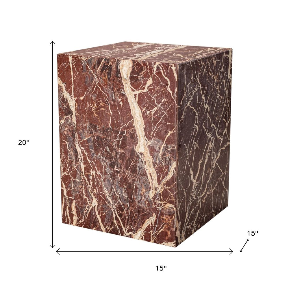 20" Marble Square Block End Table