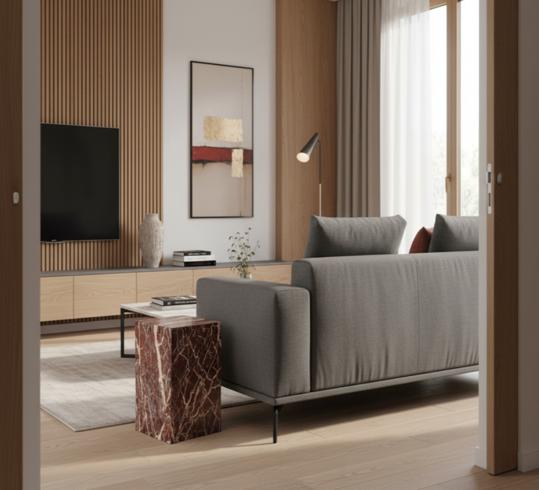 20" Marble Square Block End Table