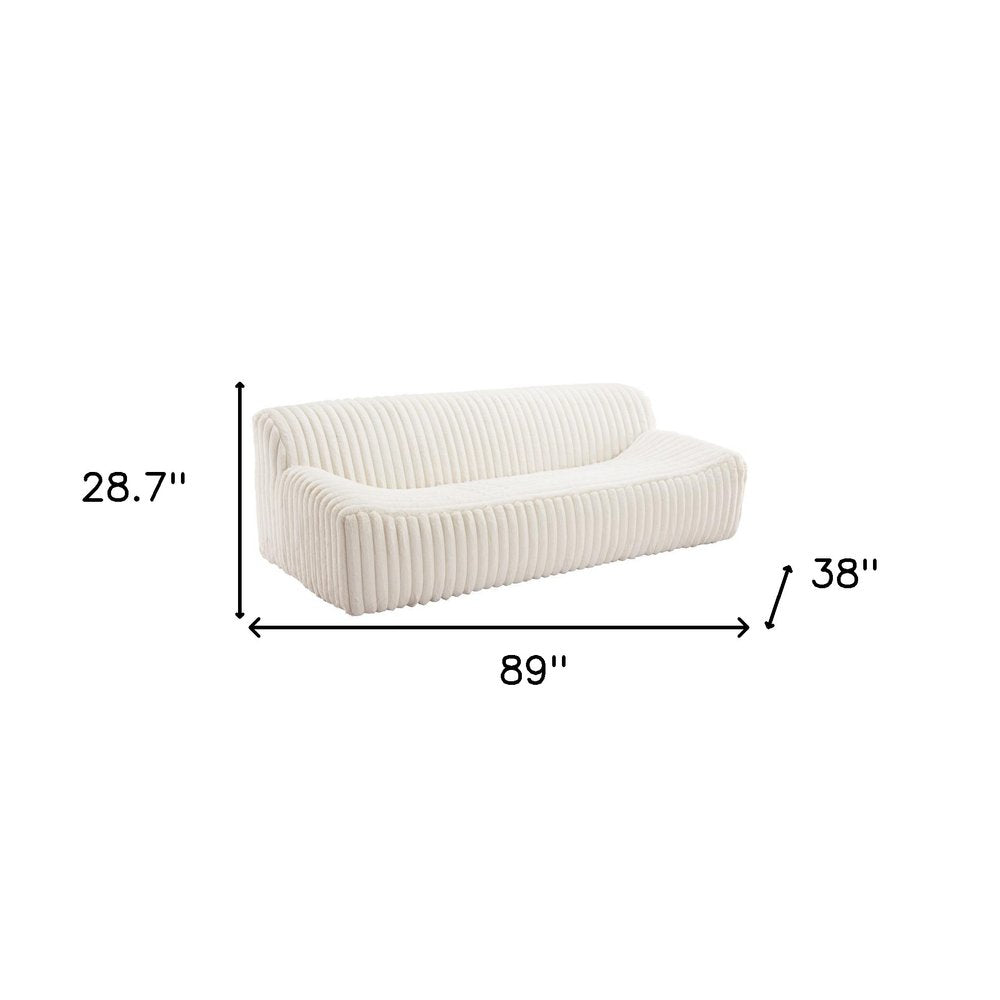 89" Cream Corduroy Armless Sofa