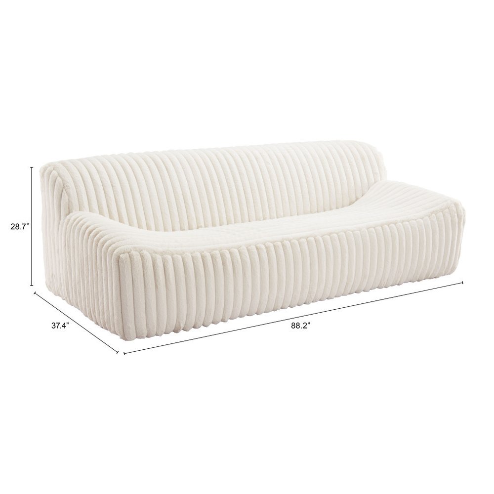 89" Cream Corduroy Armless Sofa