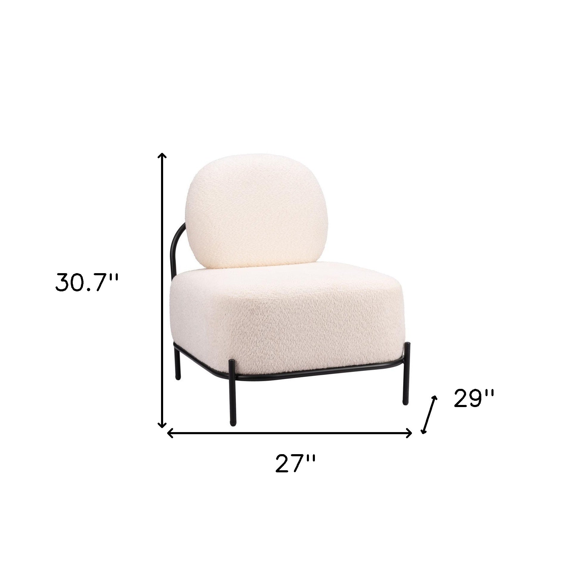 27" White and Black Sherpa Slipper Chair