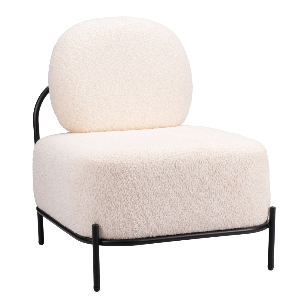 27" White and Black Sherpa Slipper Chair