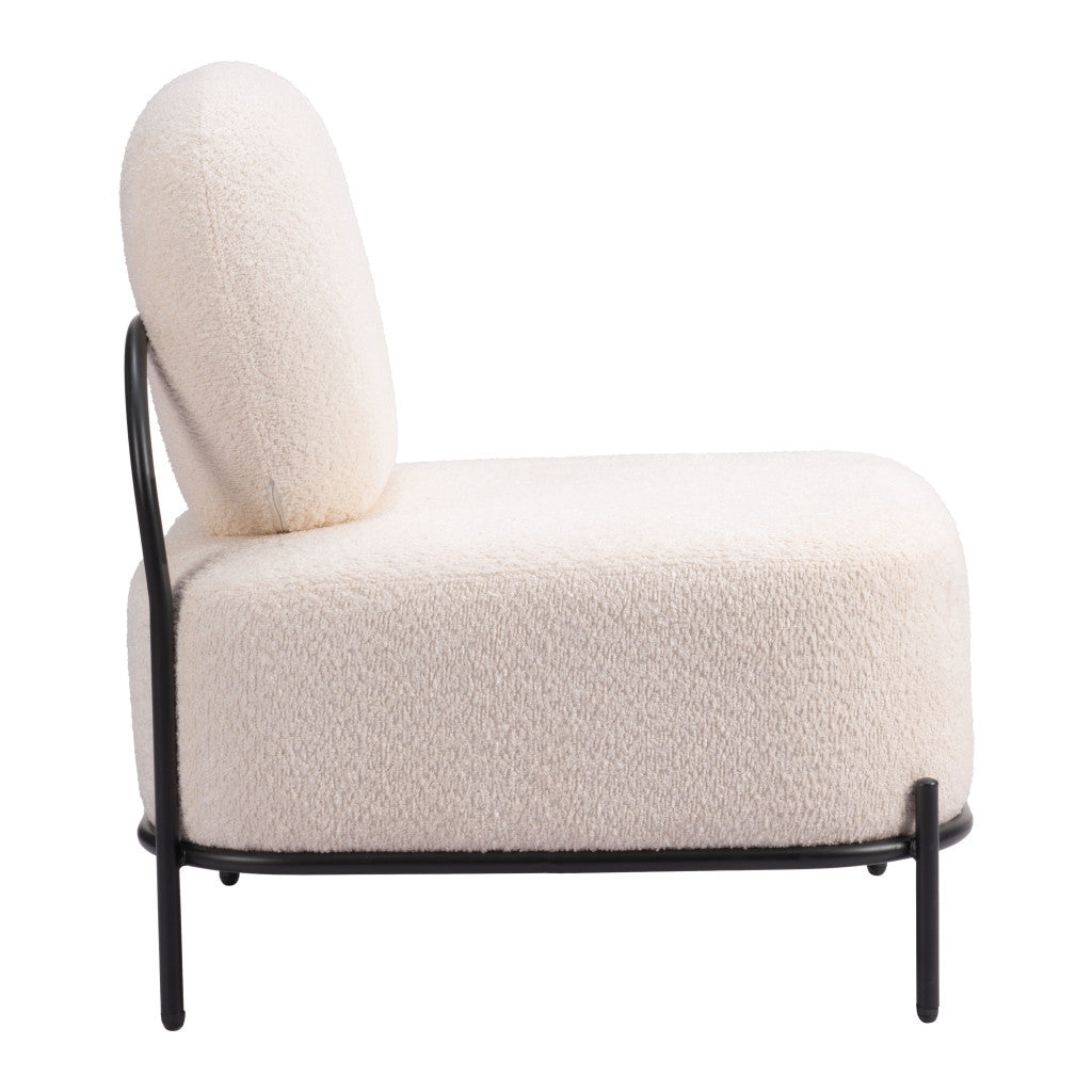 27" White and Black Sherpa Slipper Chair