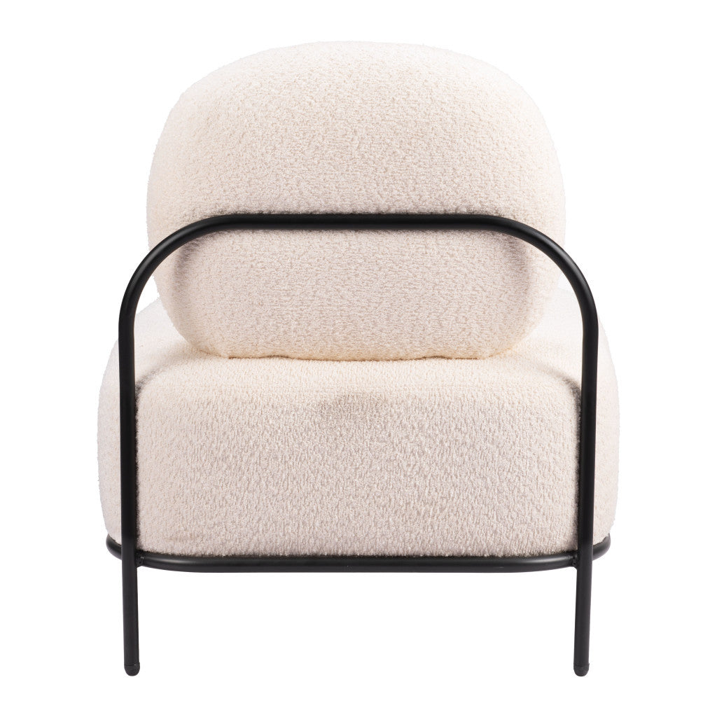 27" White and Black Sherpa Slipper Chair