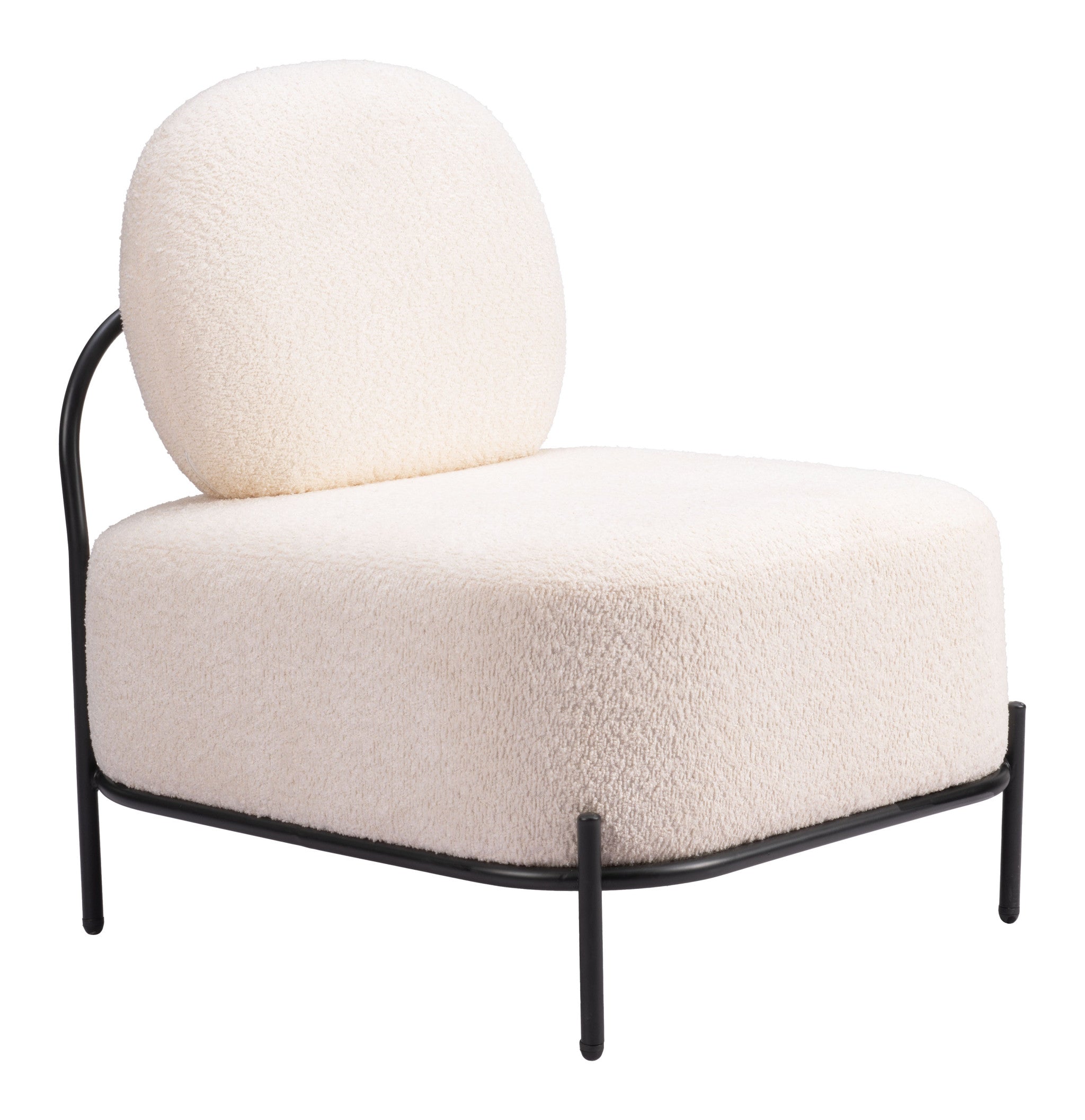 27" White and Black Sherpa Slipper Chair