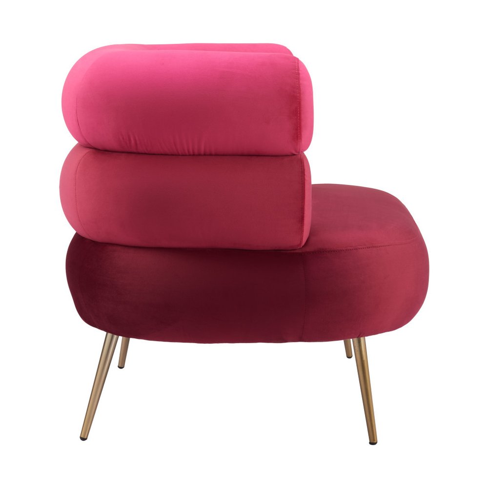 40" Red and Gold Velvet Deco Barrel Chair