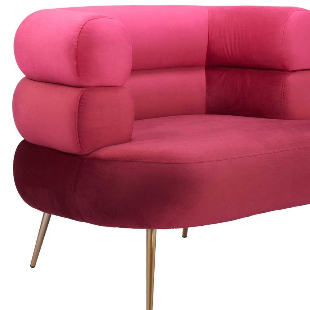 40" Red and Gold Velvet Deco Barrel Chair