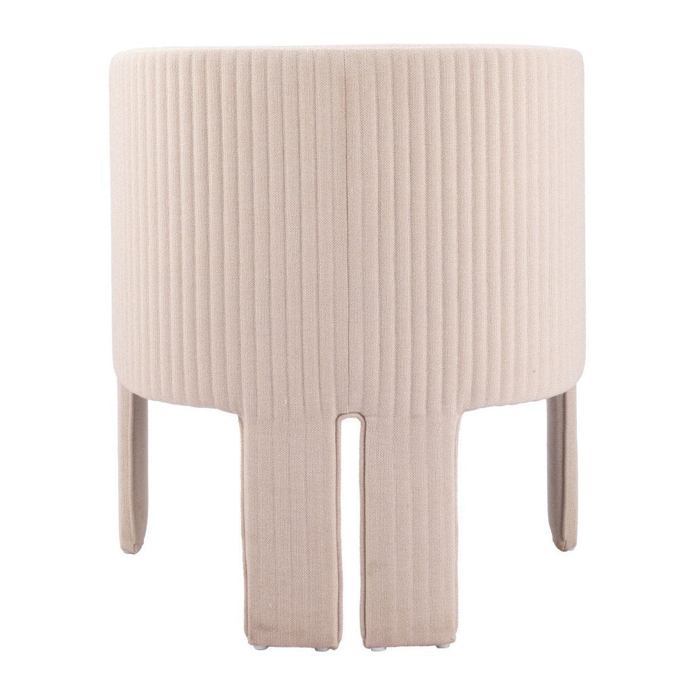 25" Beige Flute Tufted Tri-Pod Barrel Chair
