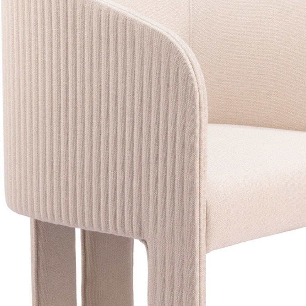 25" Beige Flute Tufted Tri-Pod Barrel Chair