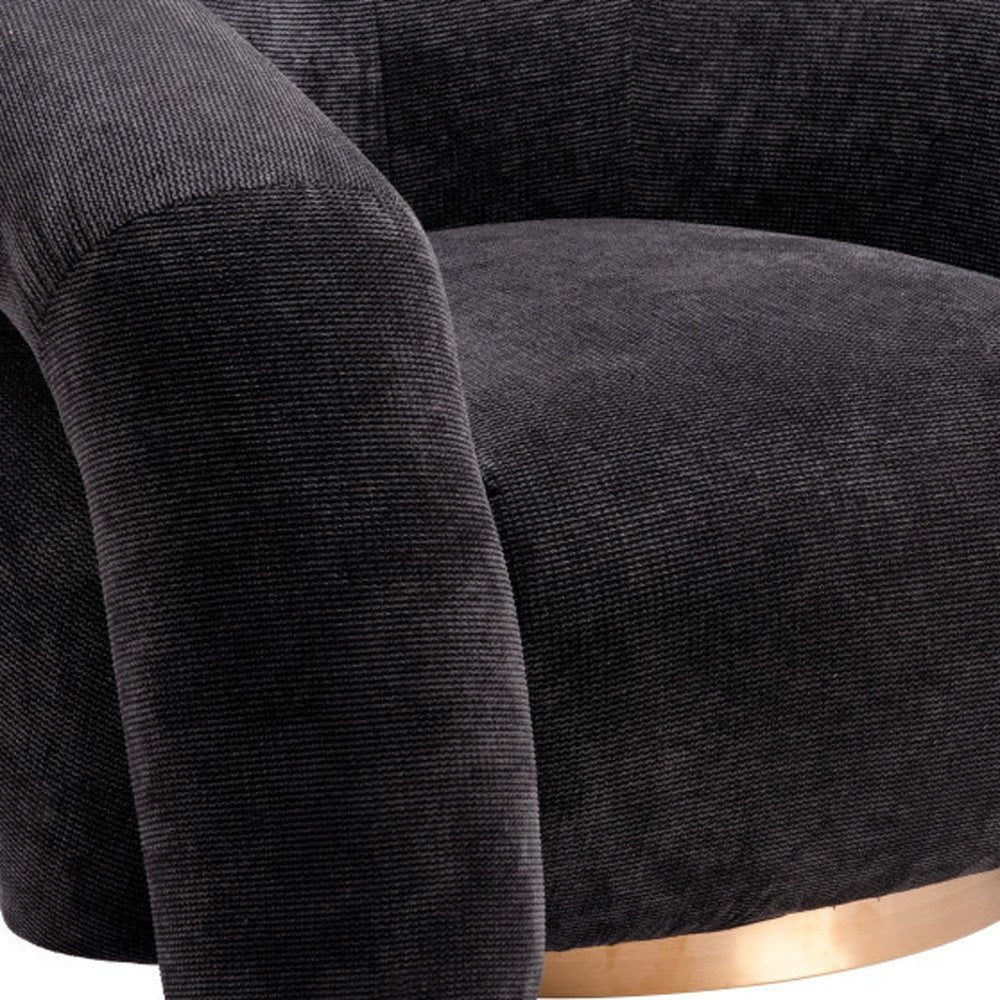 36" Black and Gold Faux Shearling Wrap Accent Chair