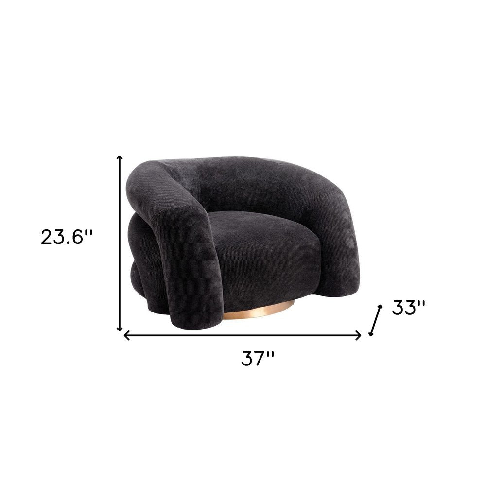36" Black and Gold Faux Shearling Wrap Accent Chair