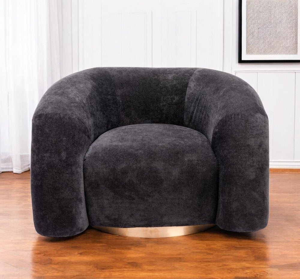 36" Black and Gold Faux Shearling Wrap Accent Chair