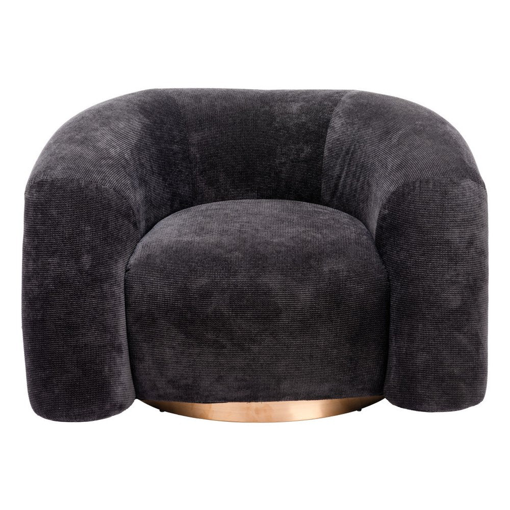 36" Black and Gold Faux Shearling Wrap Accent Chair