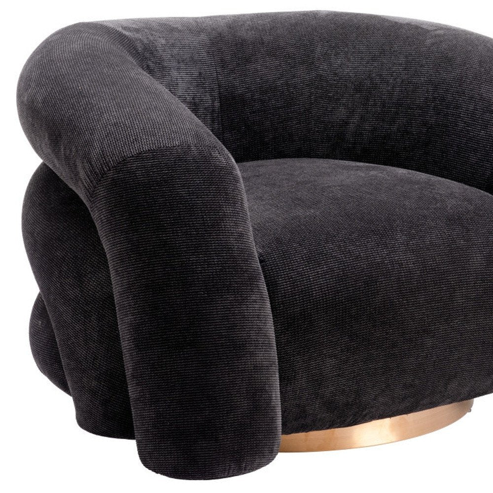 36" Black and Gold Faux Shearling Wrap Accent Chair