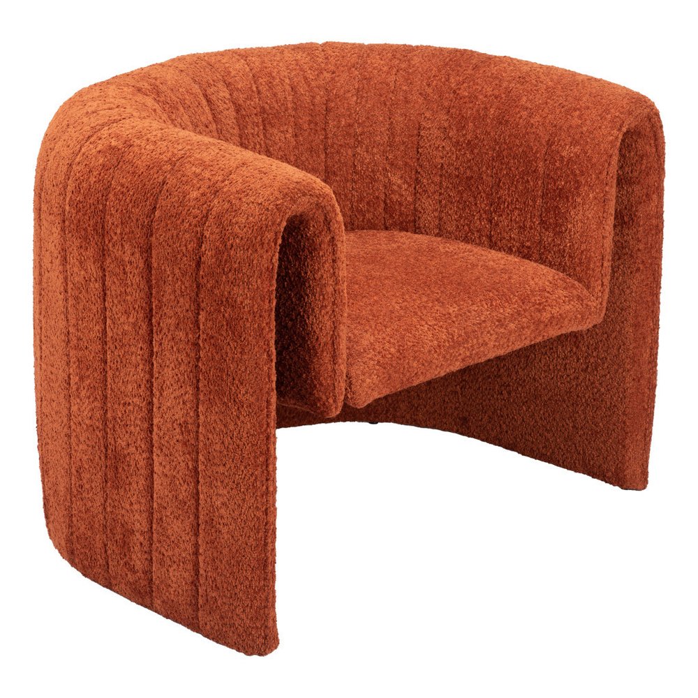 37" Burnt Orange Floating Tufted Barrel Chair