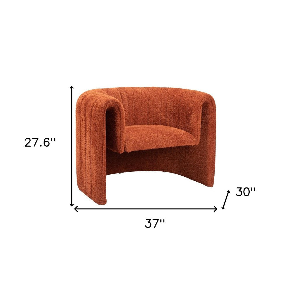 37" Burnt Orange Floating Tufted Barrel Chair