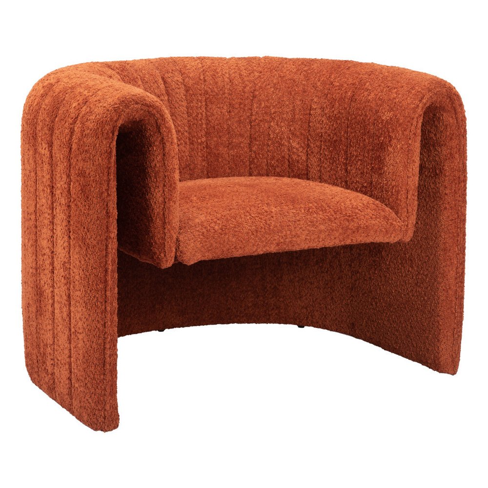 37" Burnt Orange Floating Tufted Barrel Chair