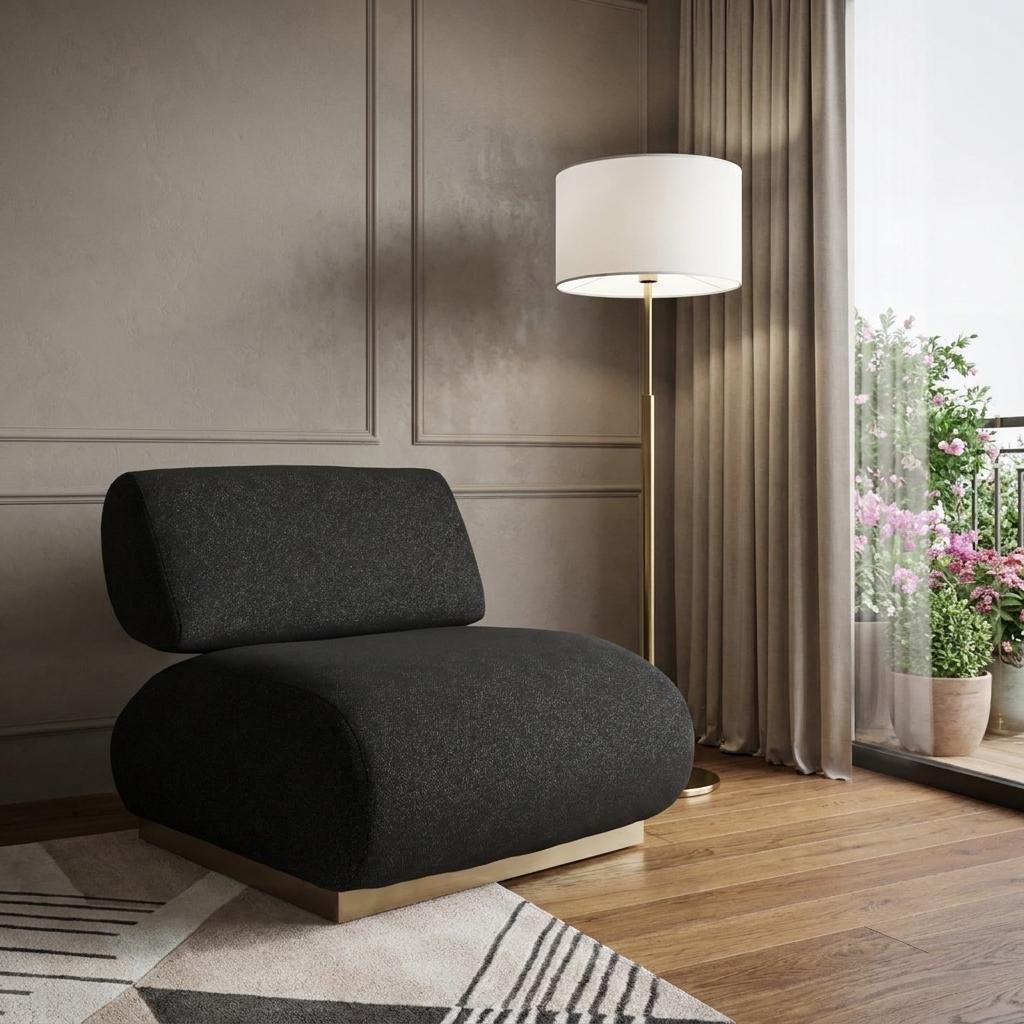 34" Black and Bronze Slipper Chair
