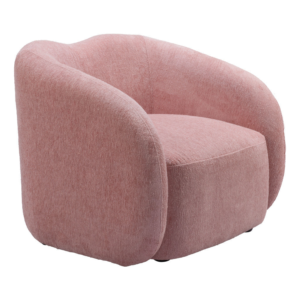 36" Pink and Black Faux Shearling Barrel Chair