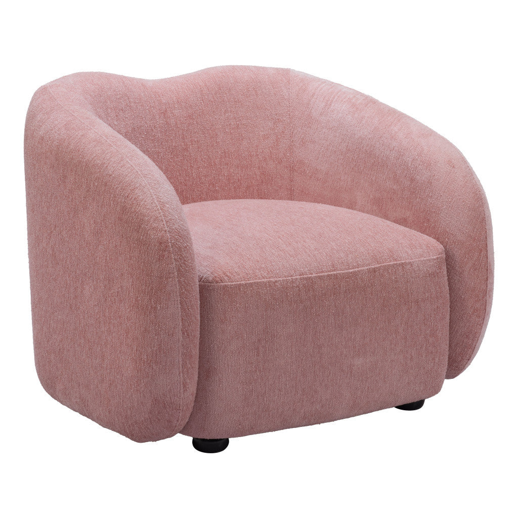 36" Pink and Black Faux Shearling Barrel Chair
