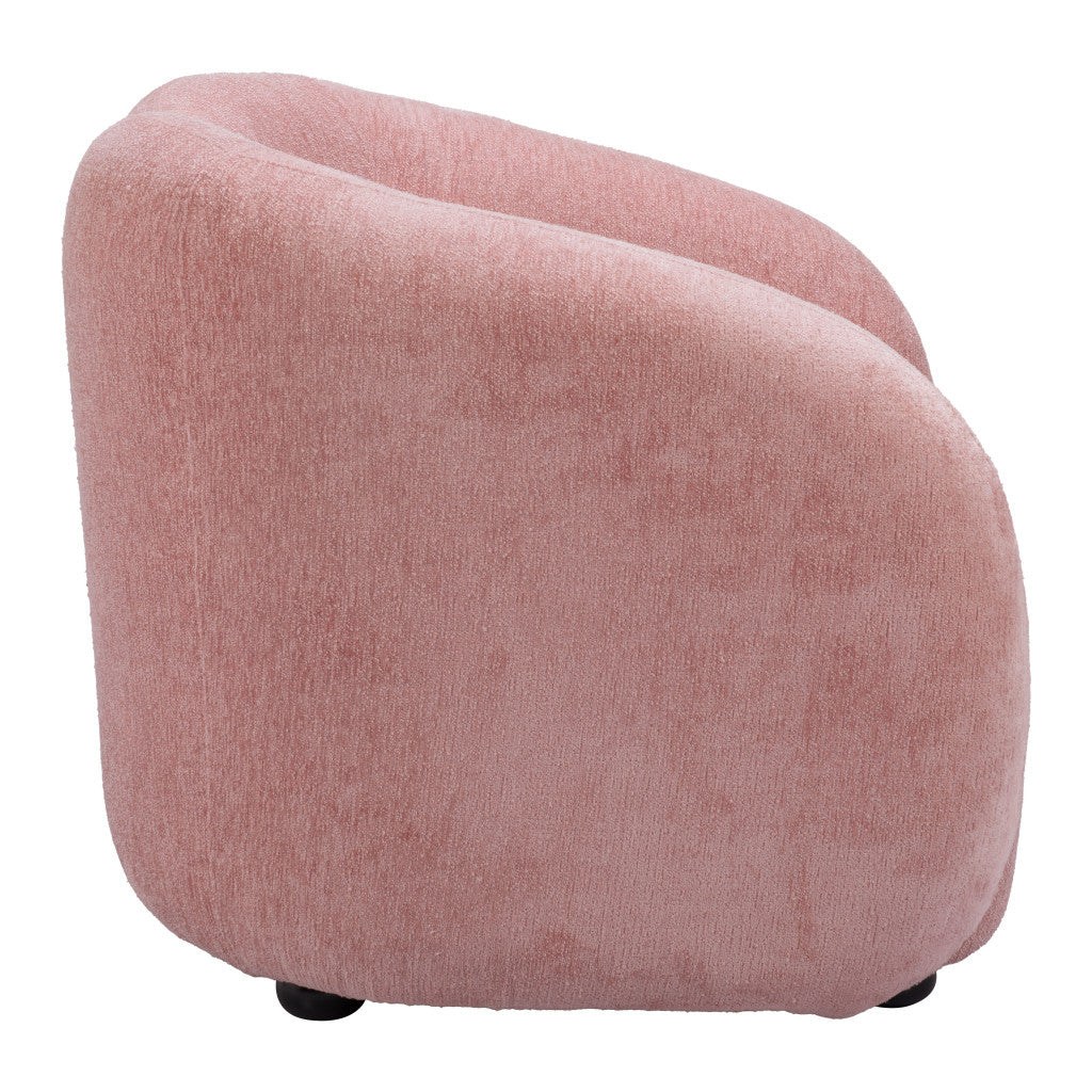 36" Pink and Black Faux Shearling Barrel Chair