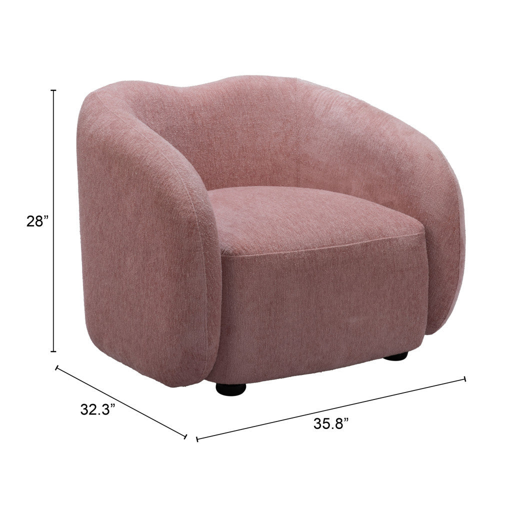 36" Pink and Black Faux Shearling Barrel Chair