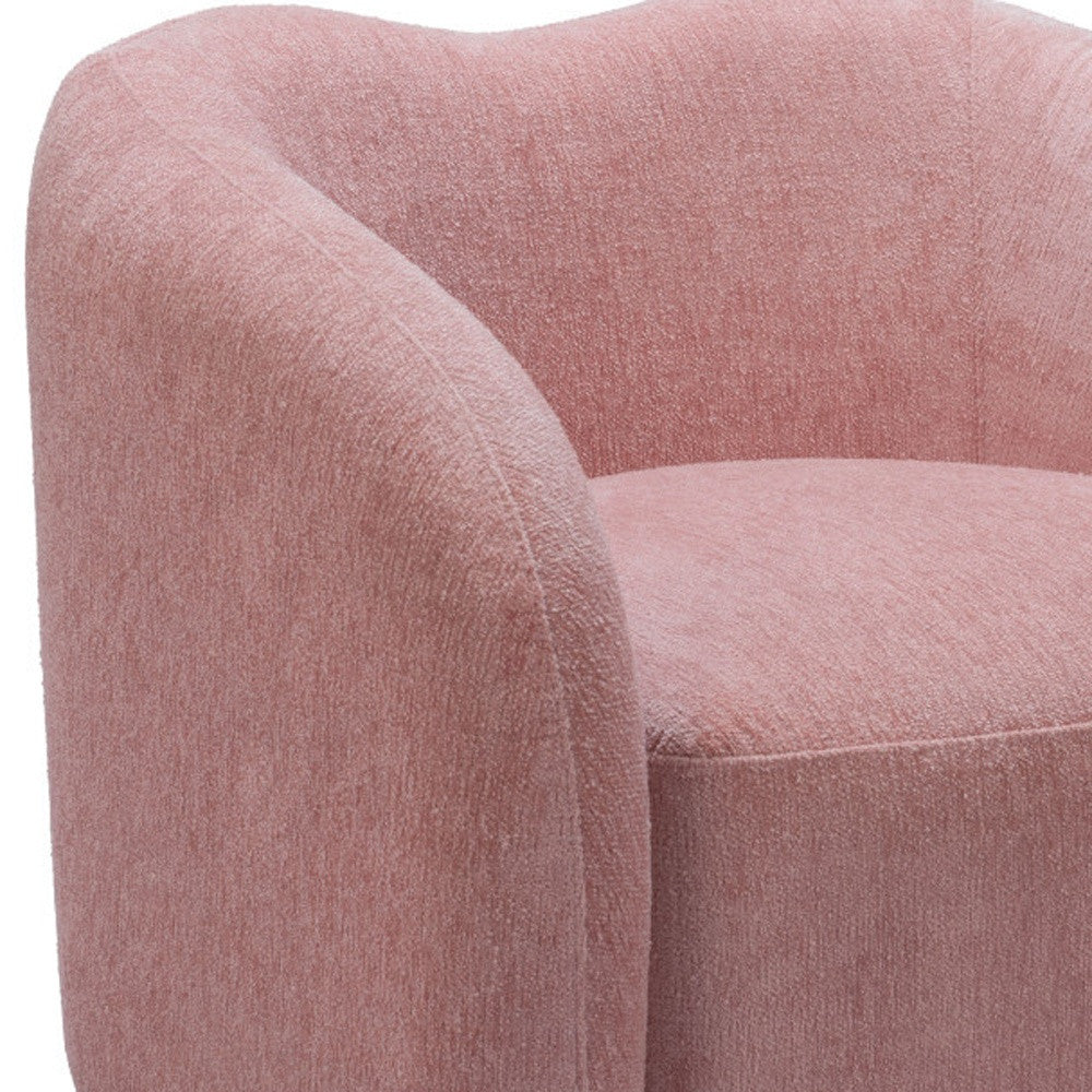 36" Pink and Black Faux Shearling Barrel Chair