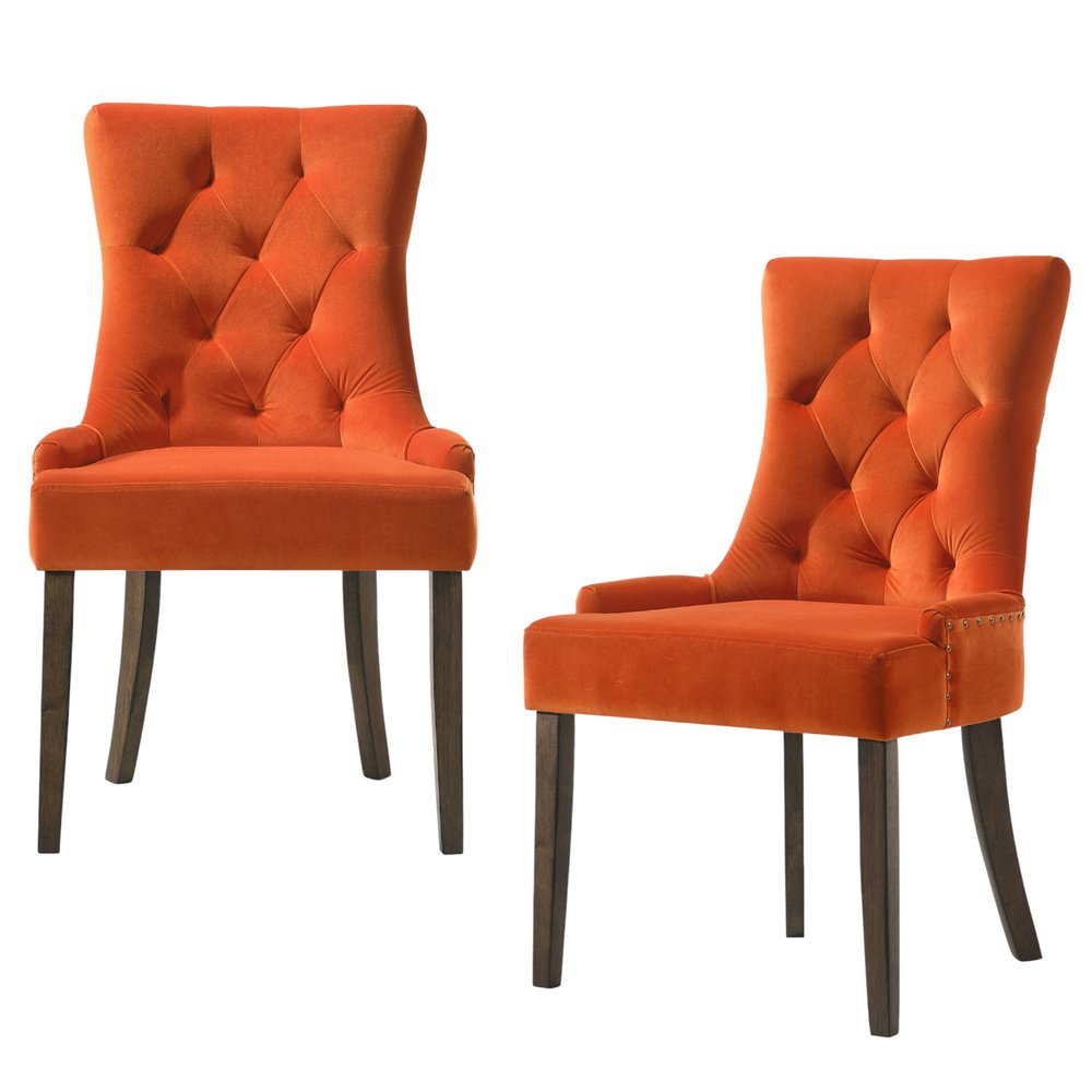 Set of Two 22" Tufted Velvet Wingback Dining Chair