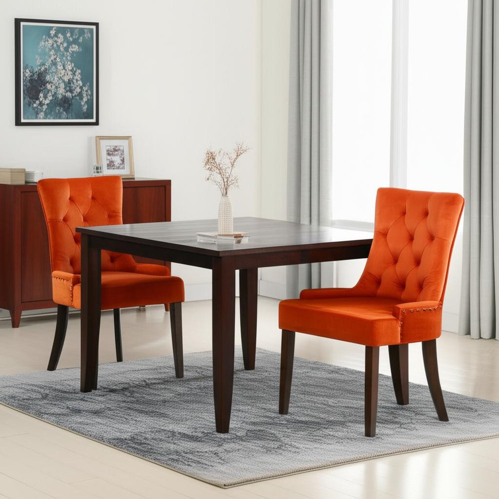 Set of Two 22" Tufted Velvet Wingback Dining Chair