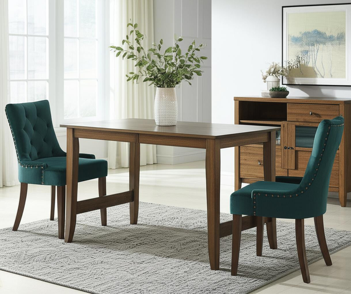 Set of Two 22" Tufted Velvet Wingback Dining Chair