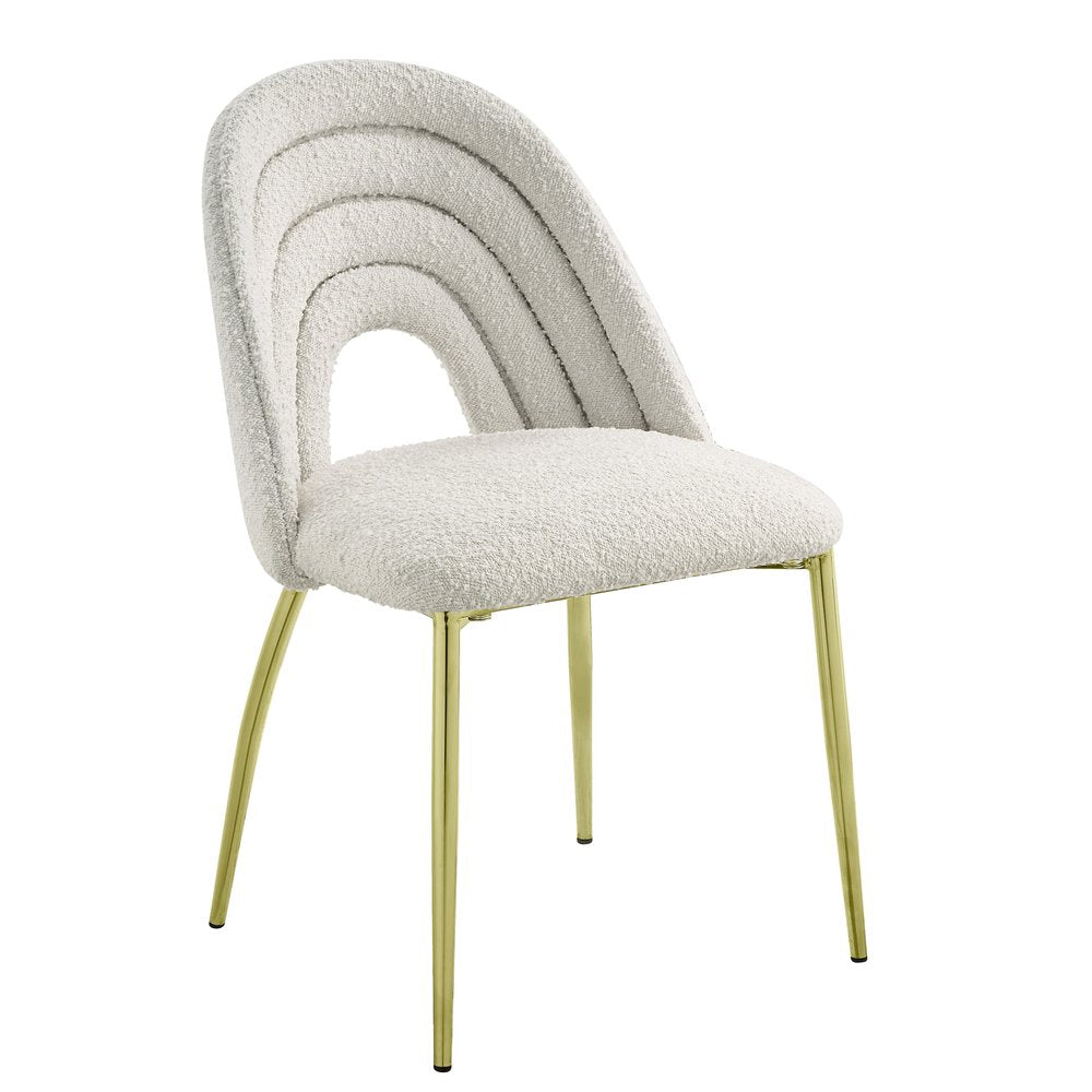 Set of Two 20" Beige and Gold Arched Deco Dining chair