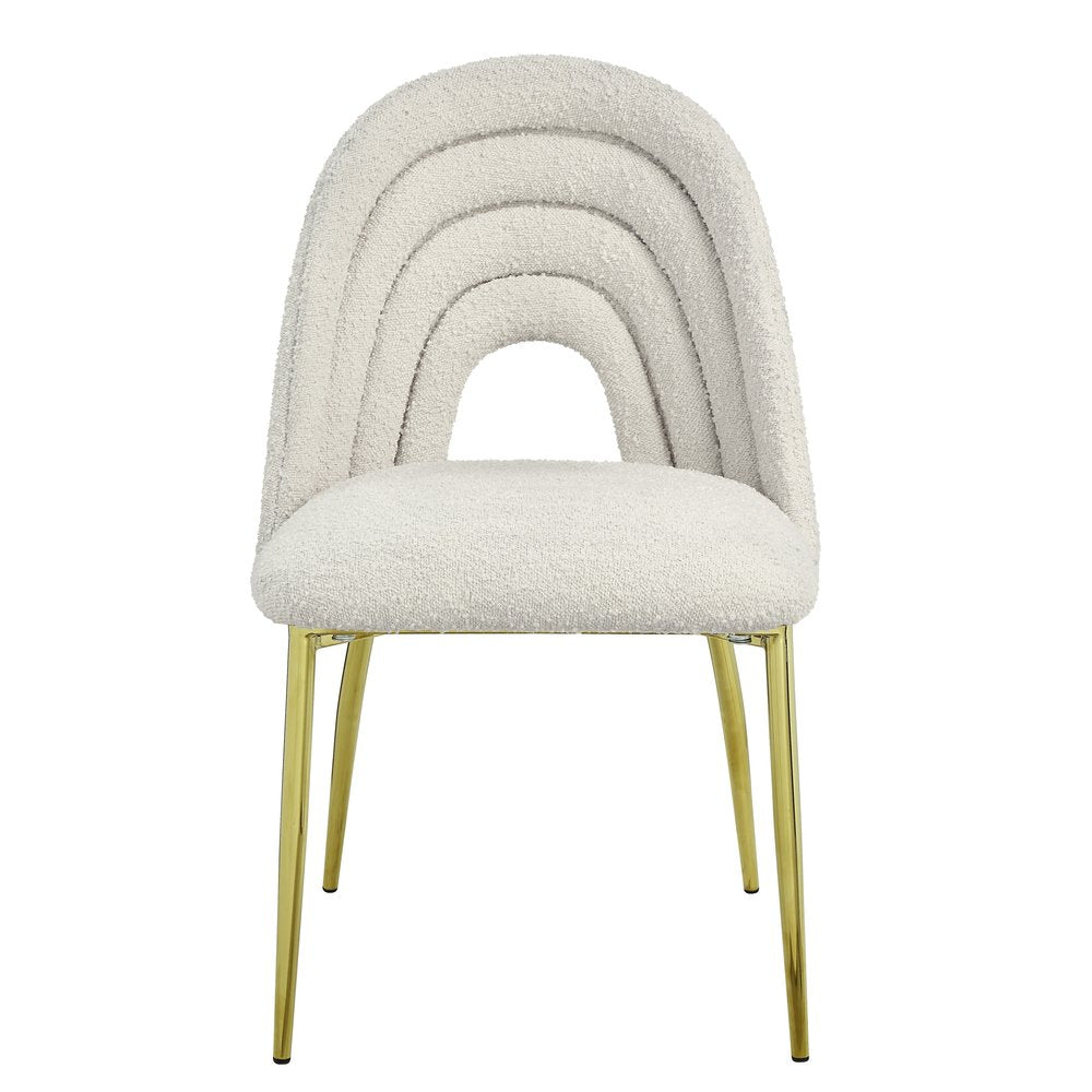 Set of Two 20" Beige and Gold Arched Deco Dining chair
