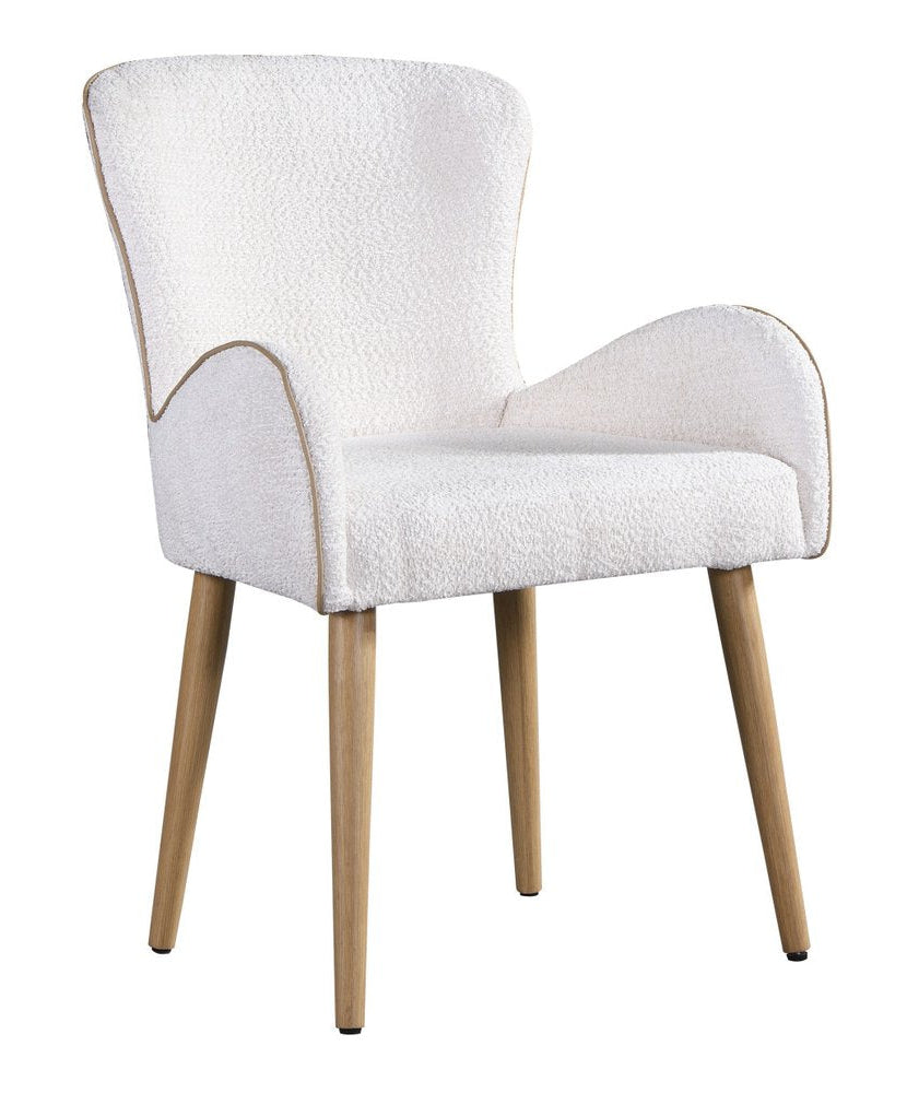 Set of Two 25" Beige and Oak Contemporary Wingback Dining Chair