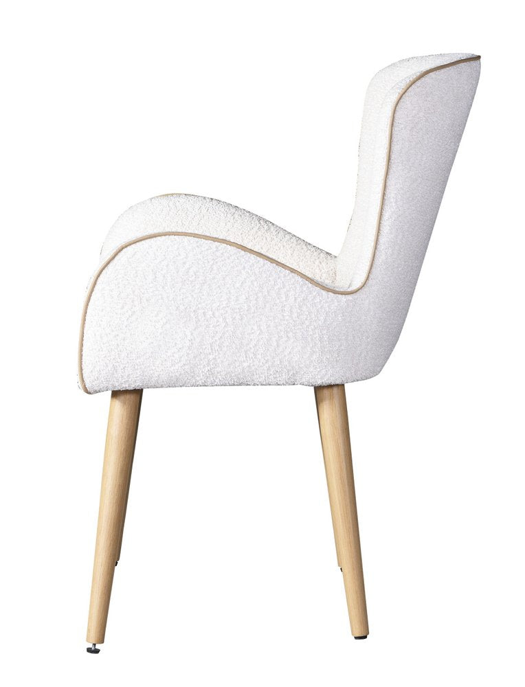 Set of Two 25" Beige and Oak Contemporary Wingback Dining Chair