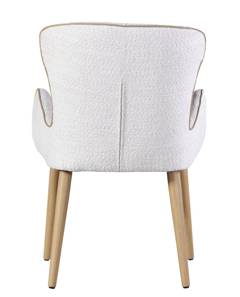 Set of Two 25" Beige and Oak Contemporary Wingback Dining Chair