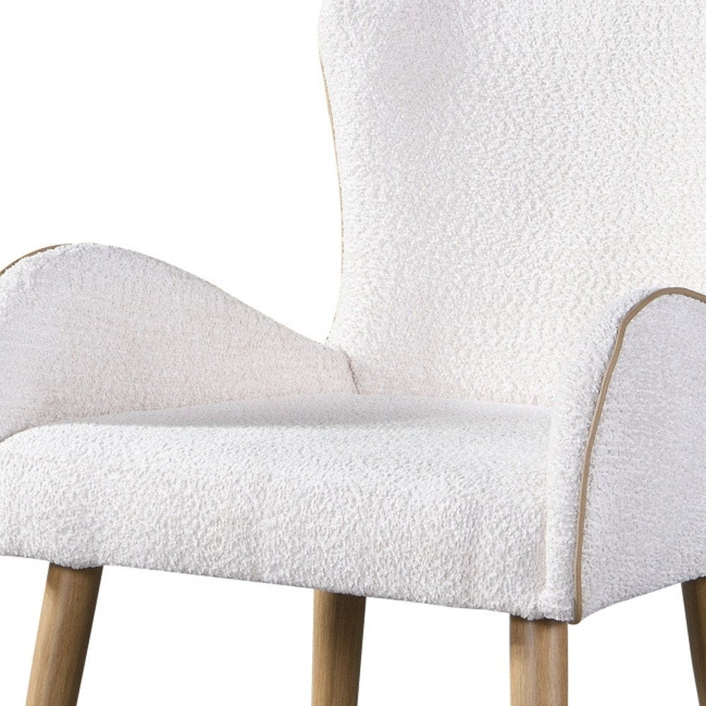 Set of Two 25" Beige and Oak Contemporary Wingback Dining Chair