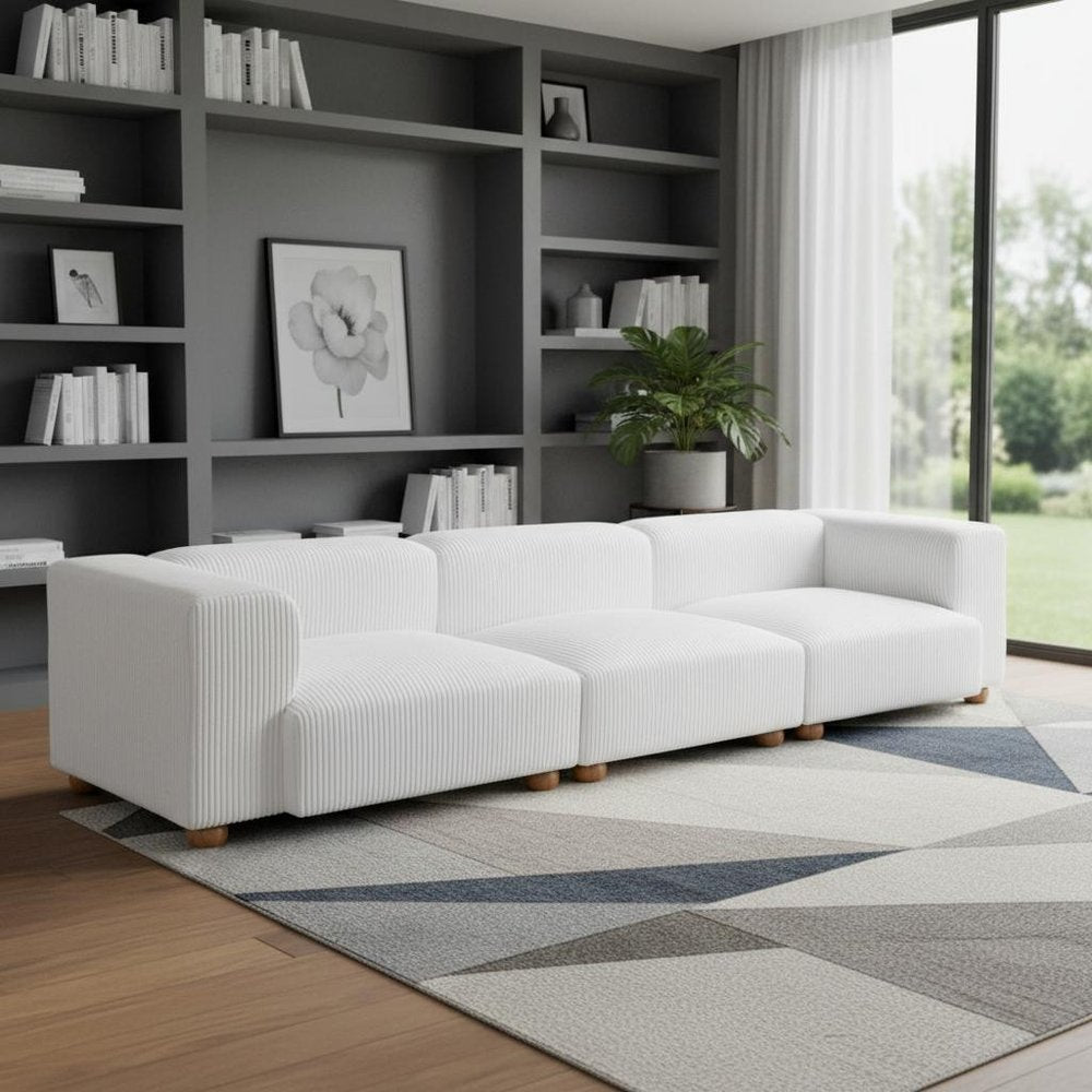 150" White Modular Sectional Sofa