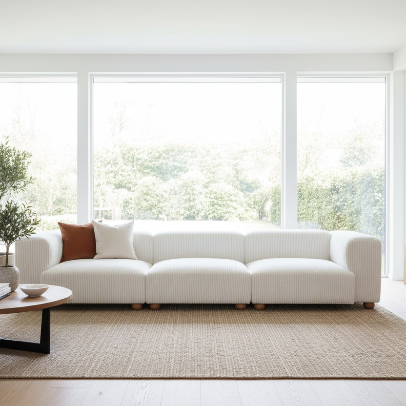 150" White Modular Sectional Sofa