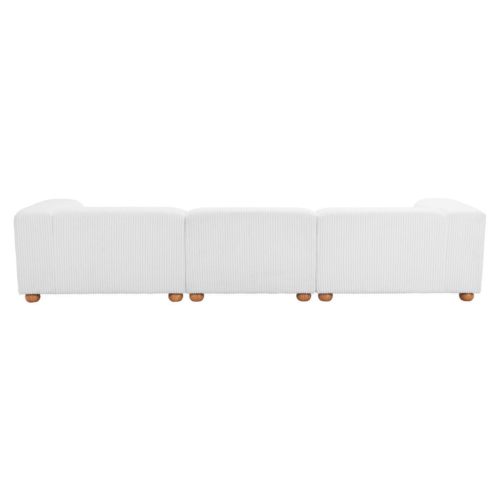 150" White Modern Corduroy Tayte sofa