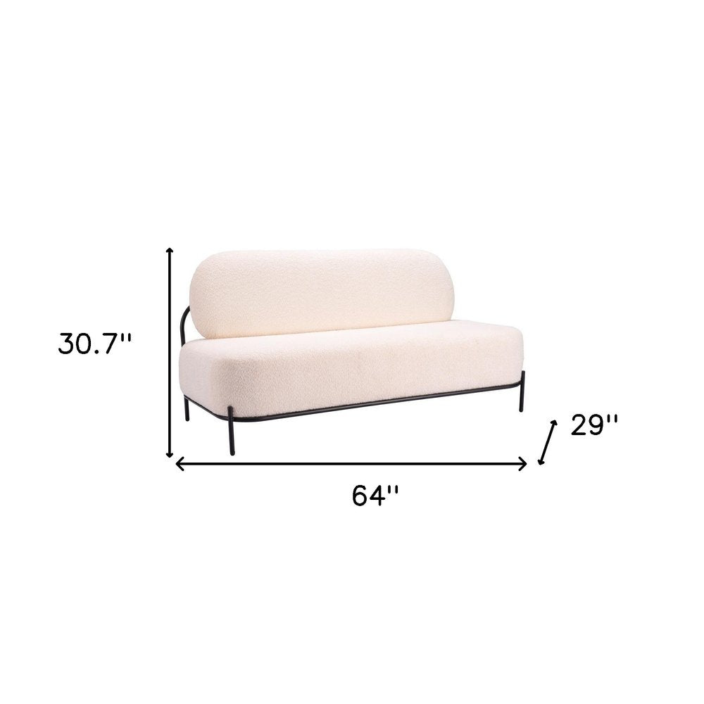 64" Vanilla Upholstered Slipper Sofa