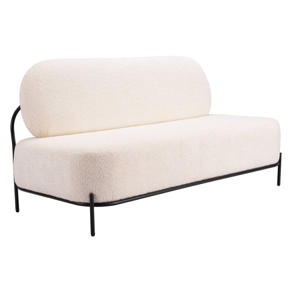 64" Vanilla Upholstered Slipper Sofa