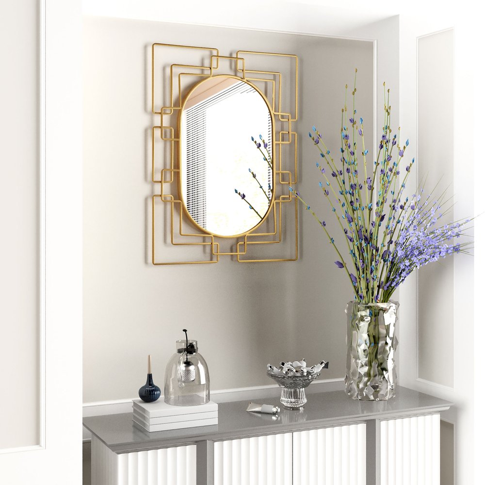 36" Gold Metal Trellis Frame Oval Mirror