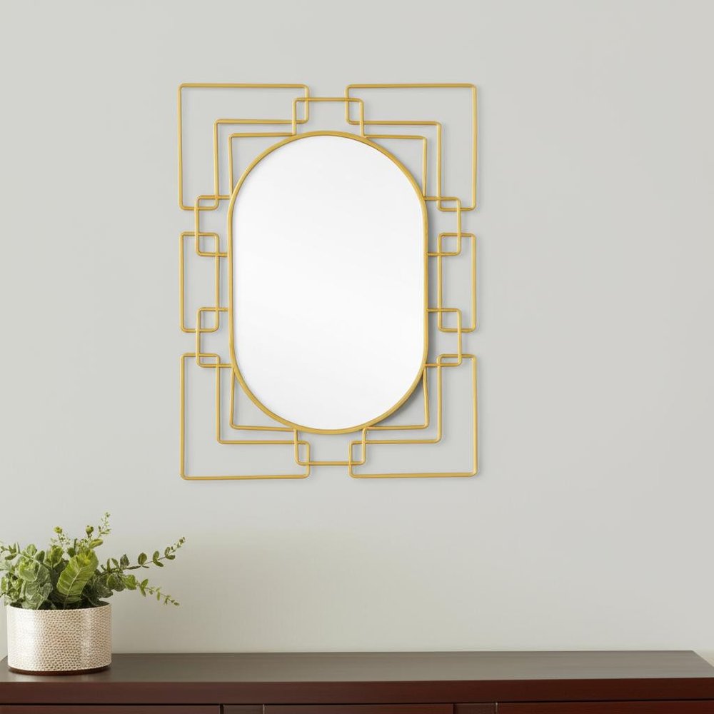 36" Gold Metal Trellis Frame Oval Mirror