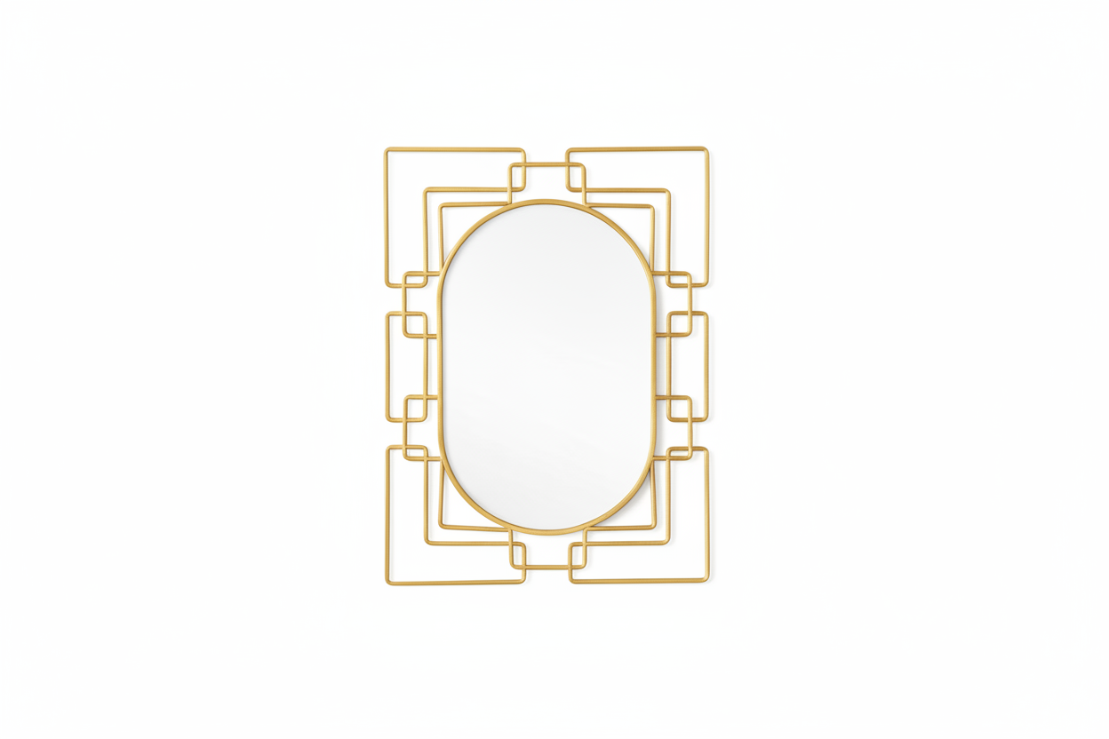 36" Gold Metal Trellis Frame Oval Mirror