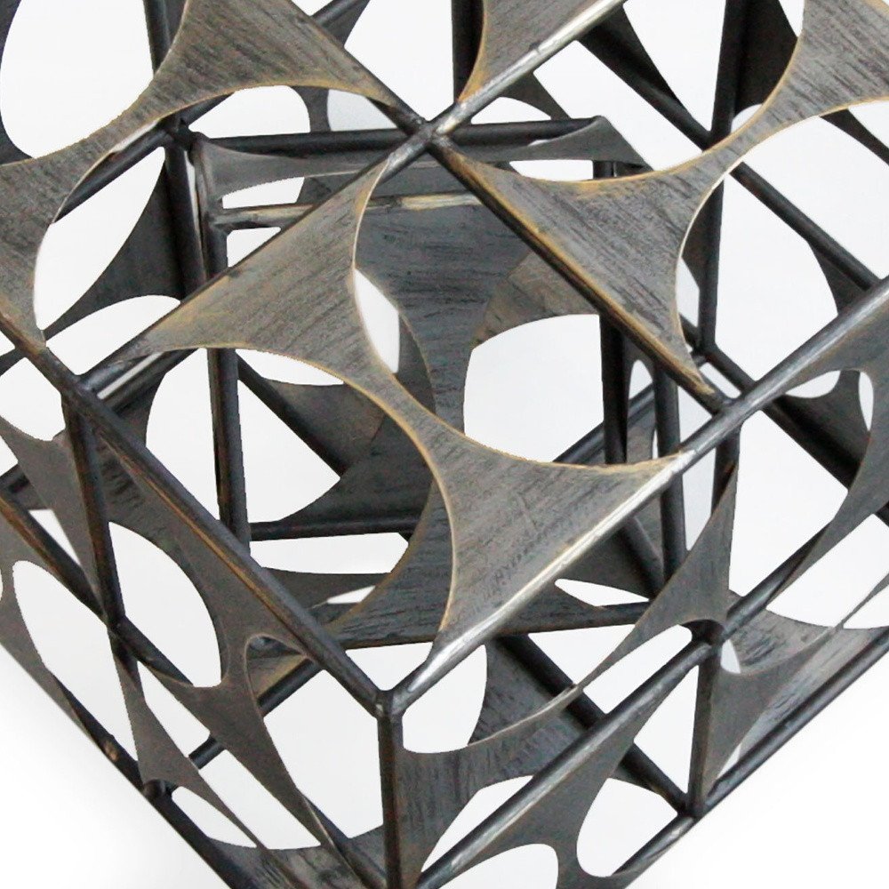 20" Gray Metal Geo Cube Sculpture
