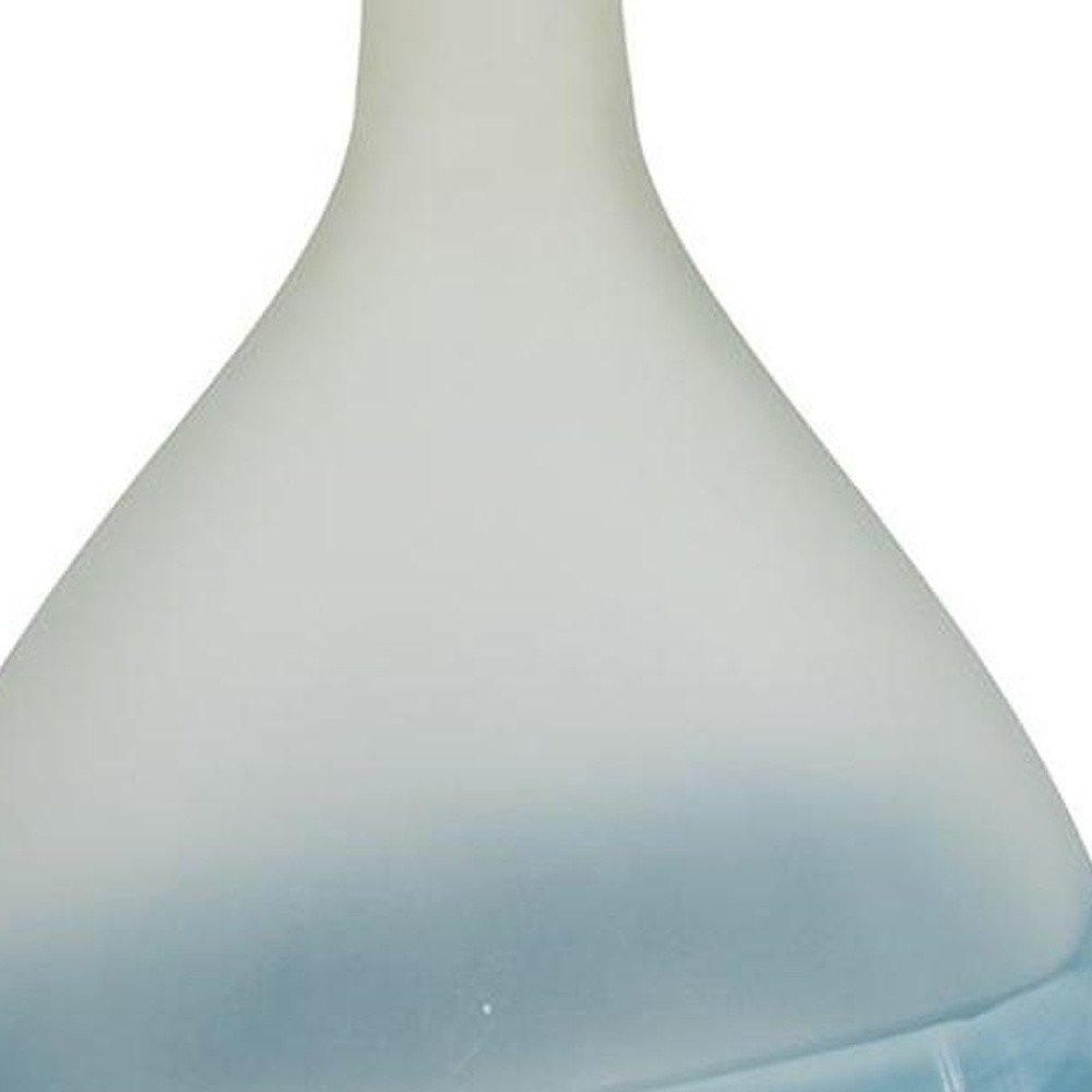16" White and Blue Opaque Glass Bud Vase