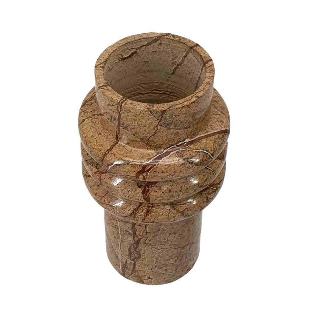 8" Brown Marble Ridged Table Vase